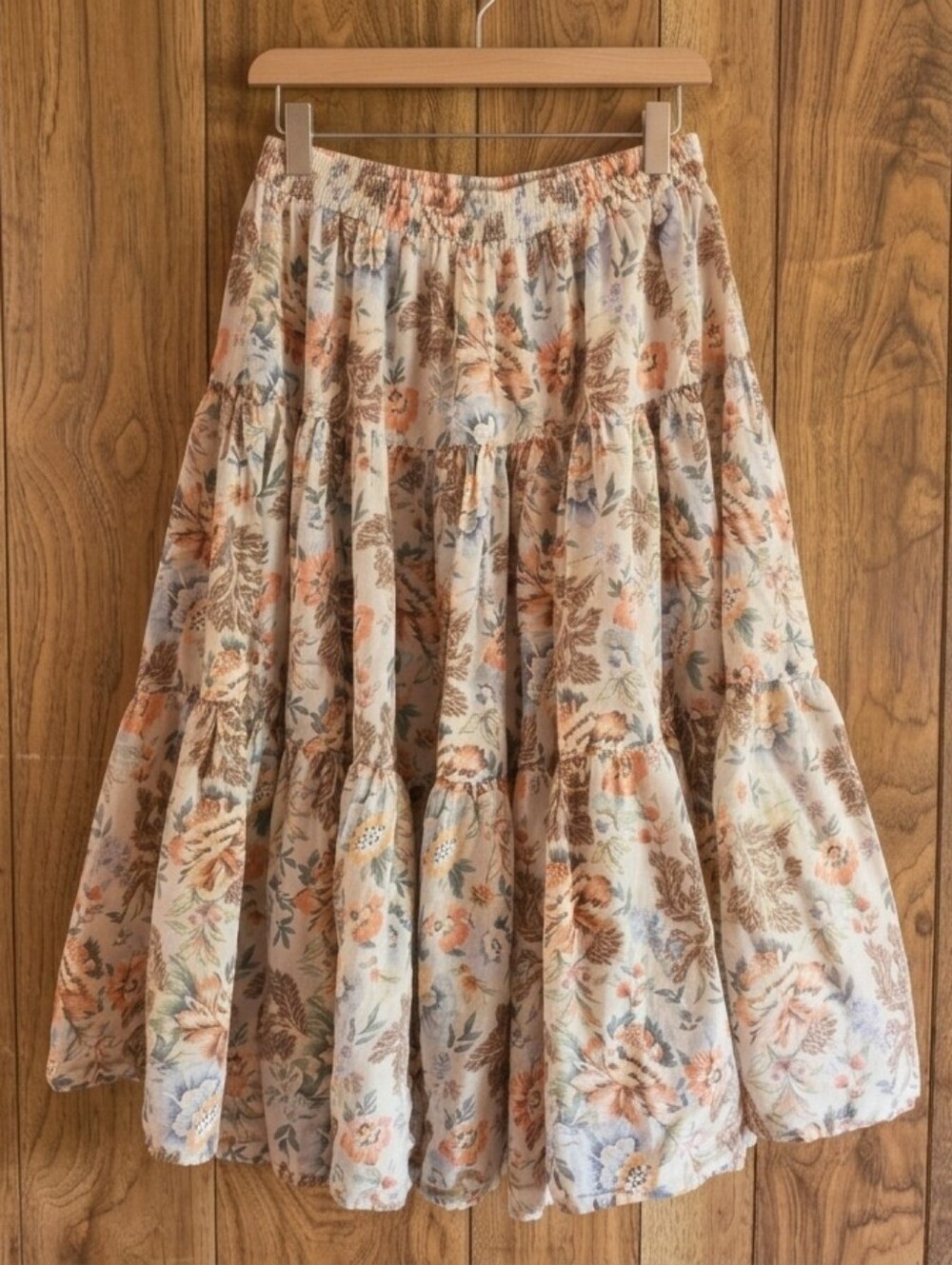 NIPON STUDIO WOMAN Boho Floral Tiered Midi Skirt, Size 16 - Picture 3 of 8
